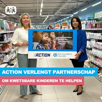 Action verlengt partnership met SOS Kinderdorpen